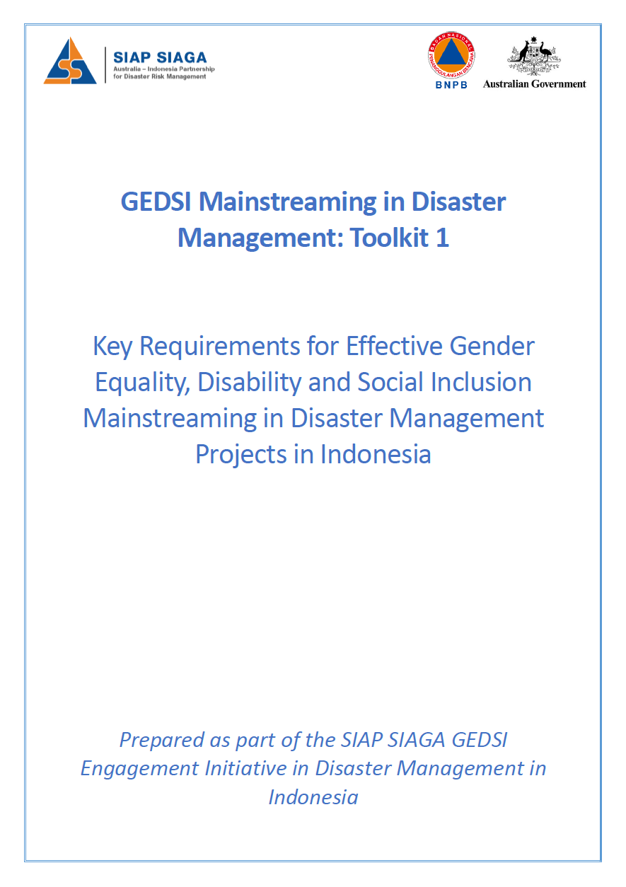 GEDSI Mainstreaming in Disaster Management: Toolkit 01
