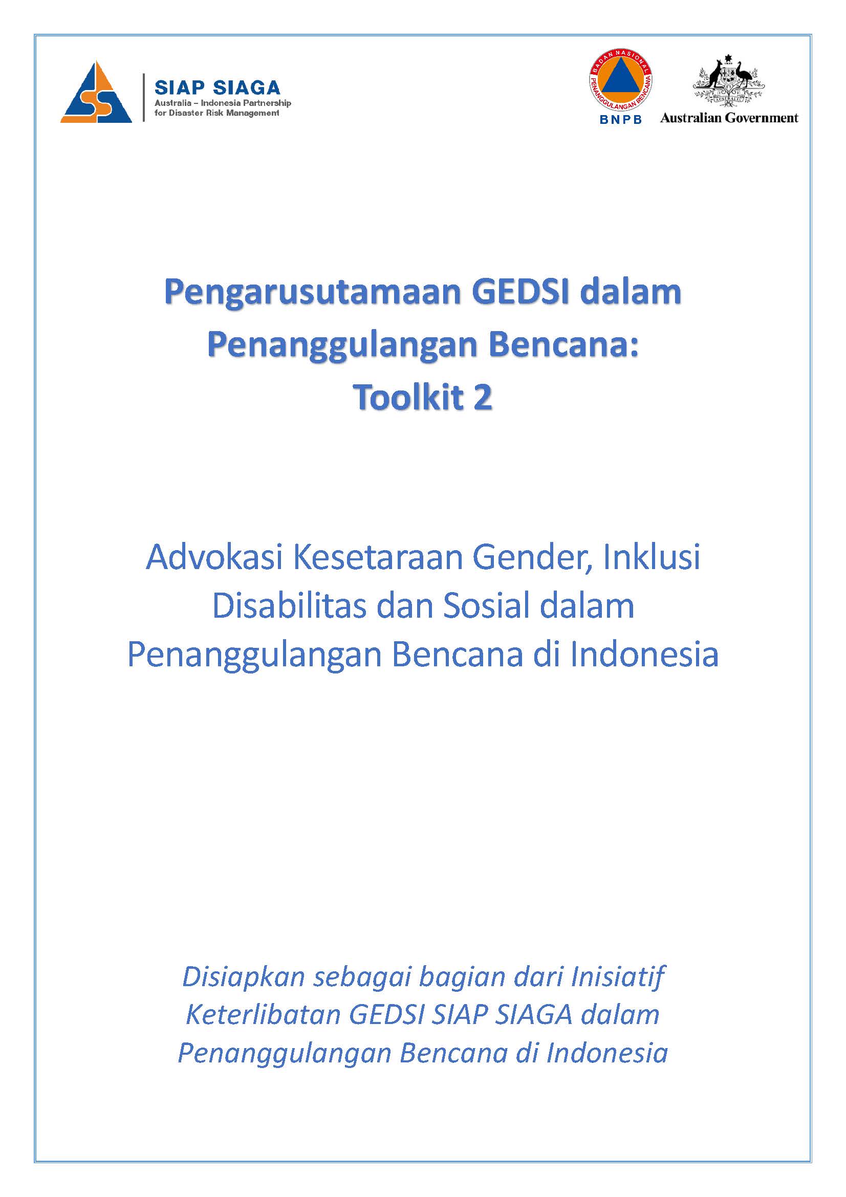 GEDSI Mainstreaming in Disaster Management: Toolkit 02