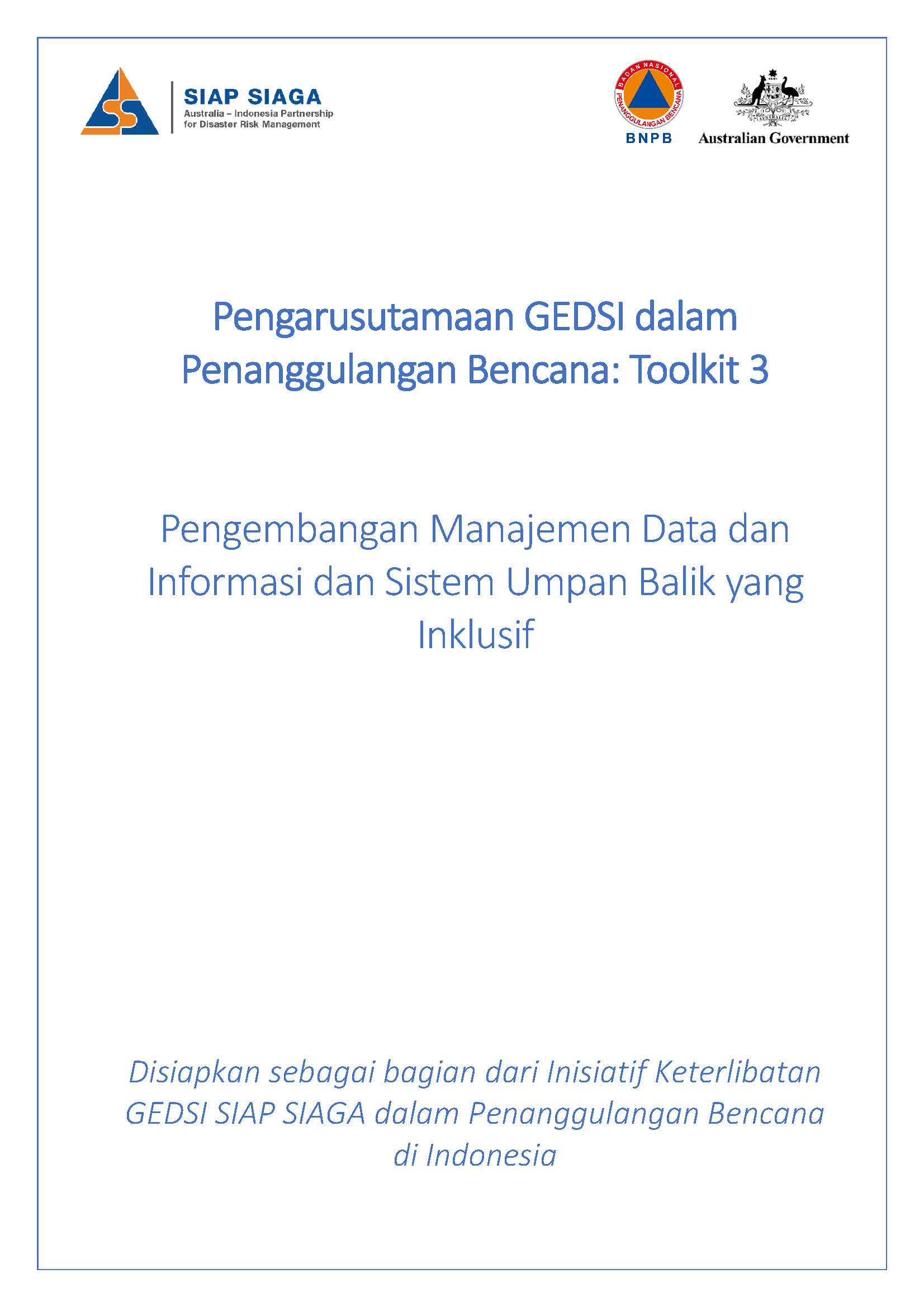 GEDSI Mainstreaming in Disaster Management: Toolkit 03