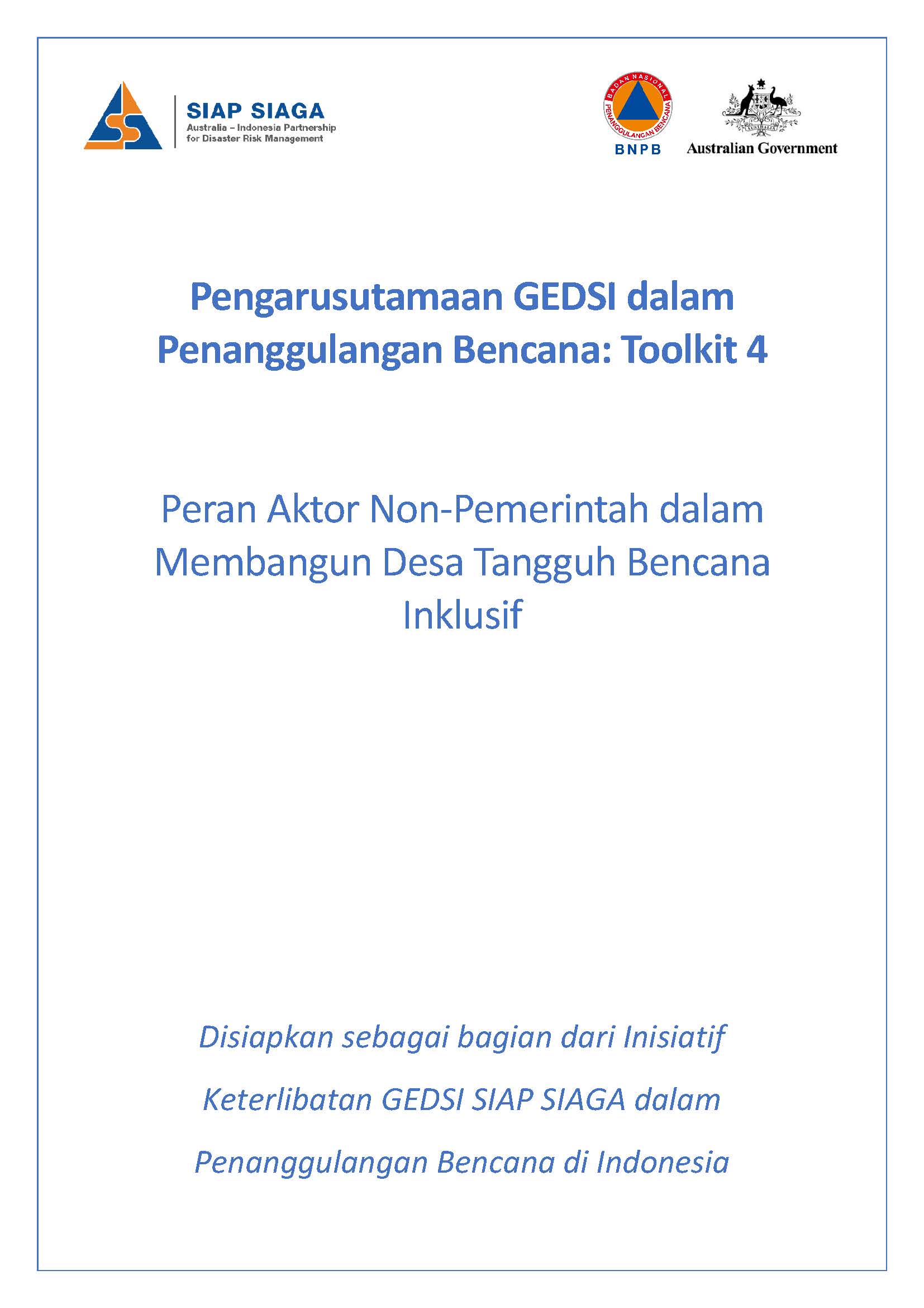 GEDSI Mainstreaming in Disaster Management: Toolkit 04